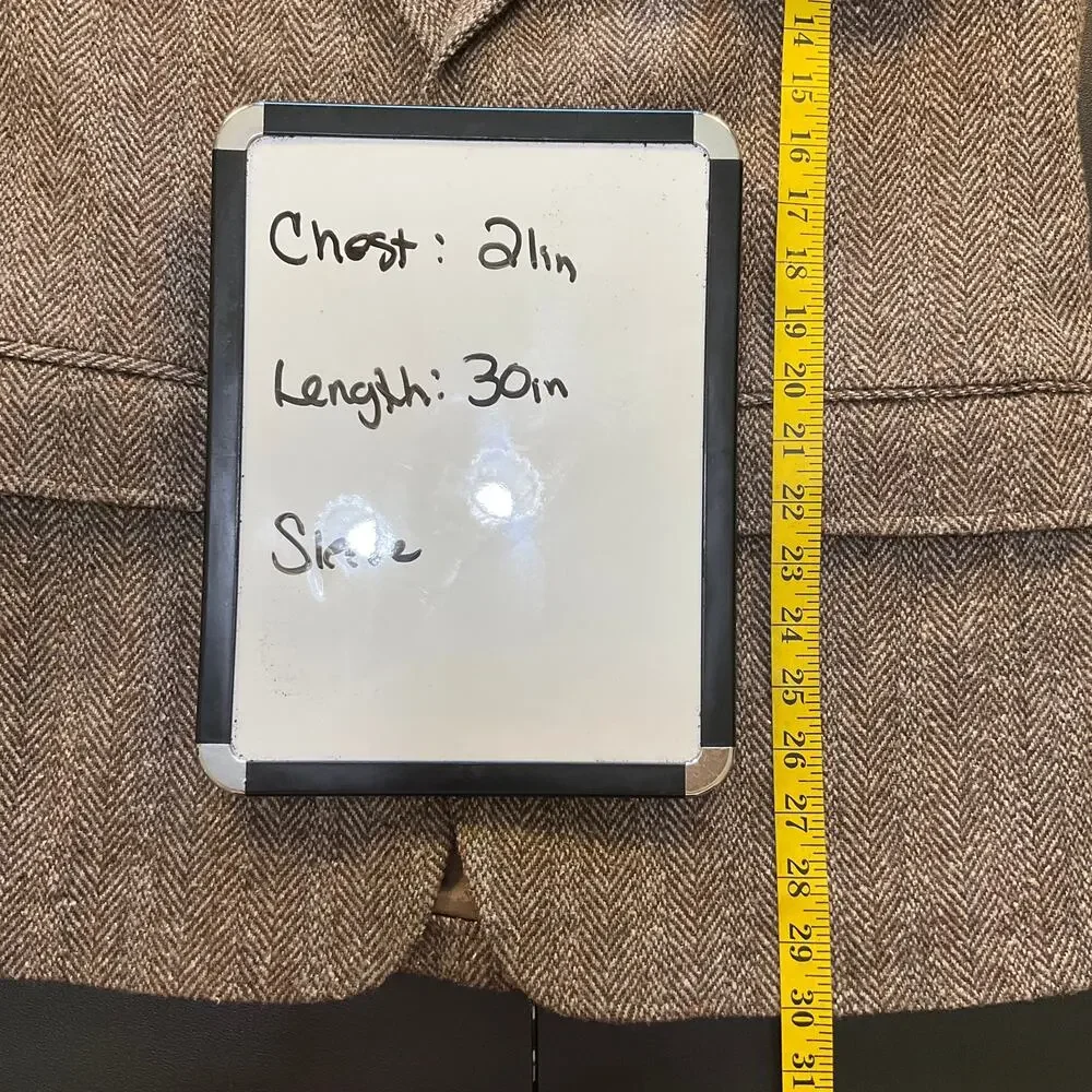 Vintage Mens 42R Brown Herringbone Tweed Blazer Sport Coat Preppy Classic